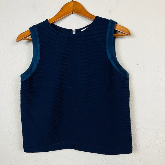 Waverly Grey Crop Zip Back Shell Top Blouse Sleeveless Navy - 4 - Picture 4 of 5